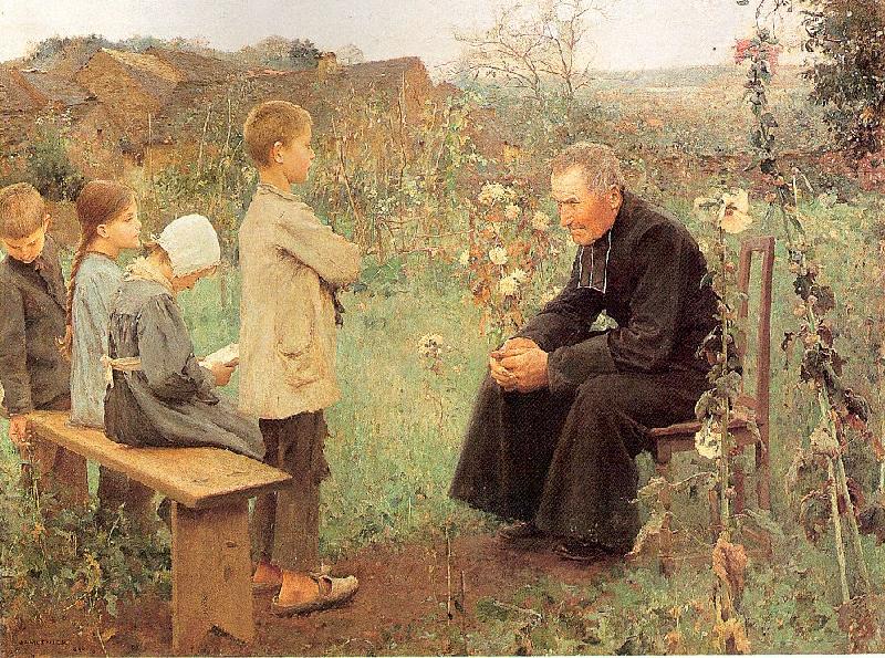 Muenier, Jules-Alexis The Catechism Lesson oil painting image